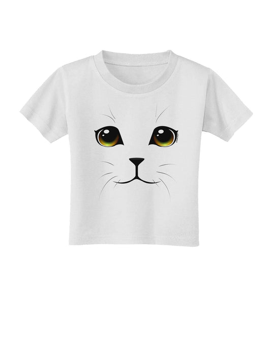 Yellow Amber-Eyed Cute Cat Face Toddler T-Shirt-Toddler T-Shirt-TooLoud-White-2T-Davson Sales