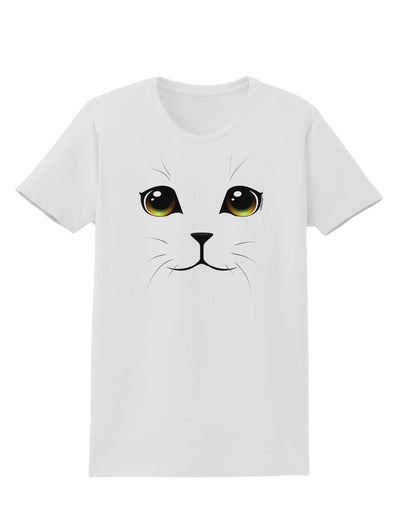 Yellow Amber-Eyed Cute Cat Face Womens T-Shirt-Womens T-Shirt-TooLoud-White-X-Small-Davson Sales