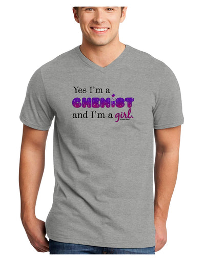 Yes I am a Chemist Girl Adult V-Neck T-shirt-Mens V-Neck T-Shirt-TooLoud-HeatherGray-Small-Davson Sales