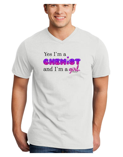 Yes I am a Chemist Girl Adult V-Neck T-shirt-Mens V-Neck T-Shirt-TooLoud-White-Small-Davson Sales