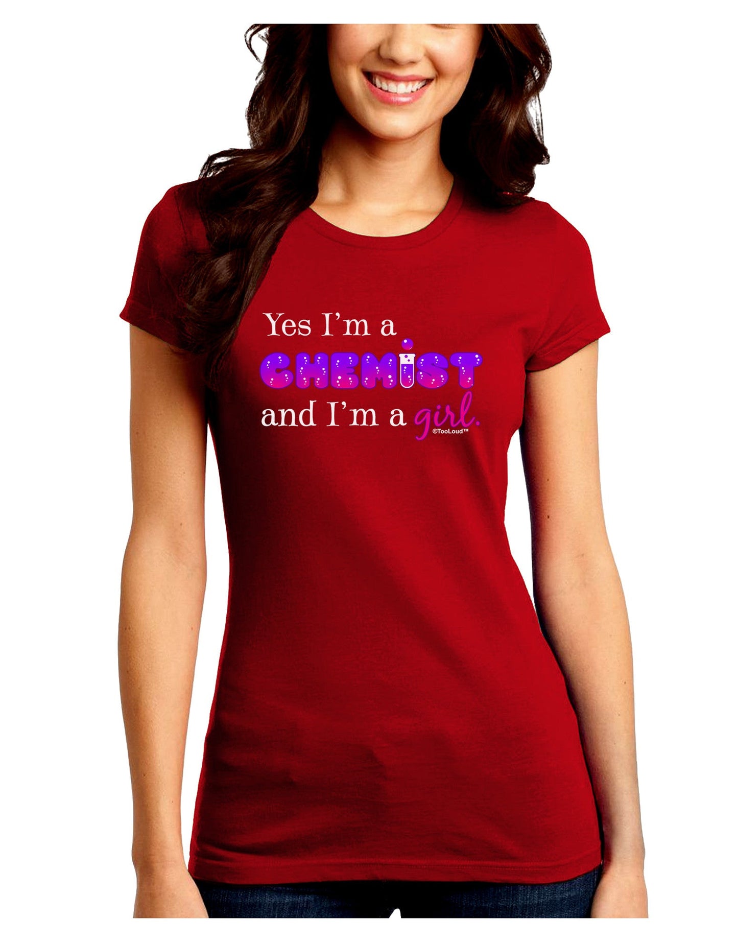 Yes I am a Chemist Girl Juniors Petite Crew Dark T-Shirt-T-Shirts Juniors Tops-TooLoud-Red-Juniors Fitted Small-Davson Sales