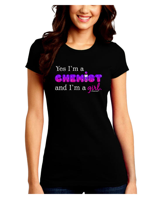 Yes I am a Chemist Girl Juniors Petite Crew Dark T-Shirt-T-Shirts Juniors Tops-TooLoud-Black-Juniors Fitted Small-Davson Sales