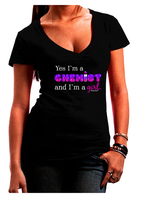 Yes I am a Chemist Girl Womens V-Neck Dark T-Shirt-Womens V-Neck T-Shirts-TooLoud-Black-Juniors Fitted Small-Davson Sales