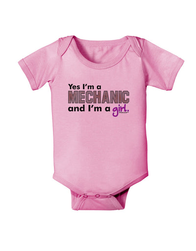 Yes I am a Mechanic Girl Baby Romper Bodysuit-Baby Romper-TooLoud-Pink-06-Months-Davson Sales