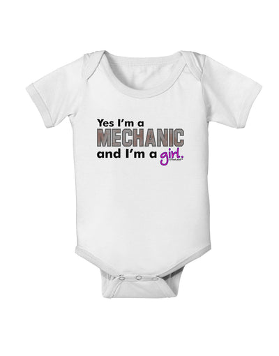 Yes I am a Mechanic Girl Baby Romper Bodysuit-Baby Romper-TooLoud-White-06-Months-Davson Sales