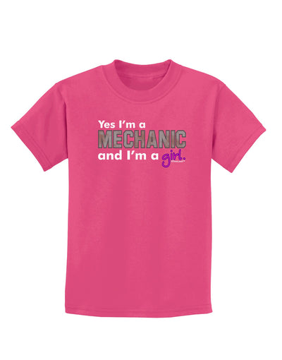 Yes I am a Mechanic Girl Childrens Dark T-Shirt-Childrens T-Shirt-TooLoud-Sangria-X-Small-Davson Sales