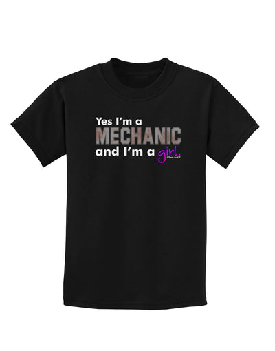 Yes I am a Mechanic Girl Childrens Dark T-Shirt-Childrens T-Shirt-TooLoud-Black-X-Small-Davson Sales