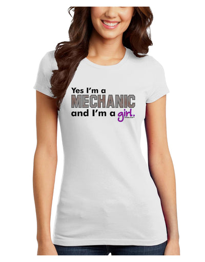 Yes I am a Mechanic Girl Juniors Petite T-Shirt-T-Shirts Juniors Tops-TooLoud-White-Juniors Fitted X-Small-Davson Sales