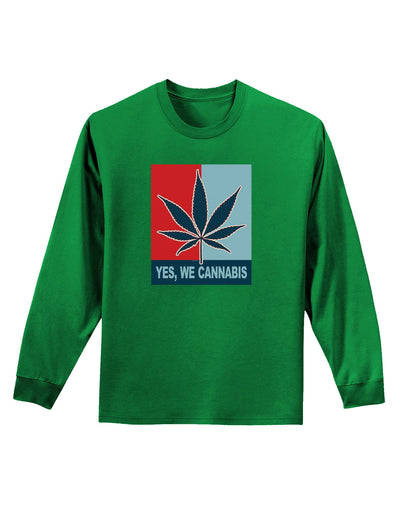 Yes We Cannabis - Marijuana Leaf Adult Long Sleeve Dark T-Shirt-TooLoud-Kelly-Green-Small-Davson Sales