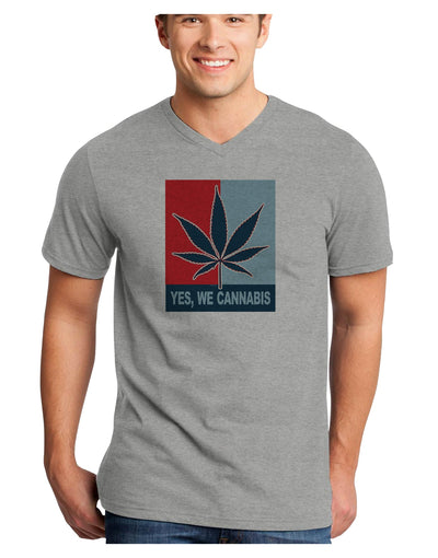 Yes We Cannabis - Marijuana Leaf Adult V-Neck T-shirt-Mens V-Neck T-Shirt-TooLoud-HeatherGray-Small-Davson Sales