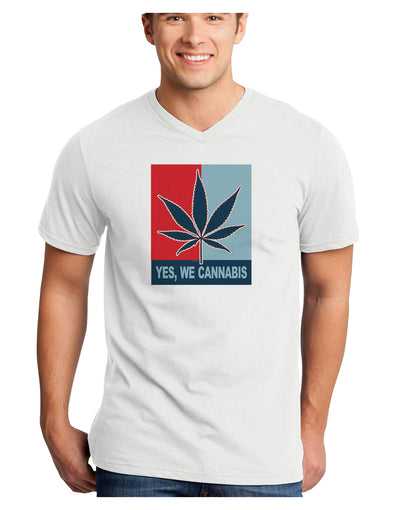 Yes We Cannabis - Marijuana Leaf Adult V-Neck T-shirt-Mens V-Neck T-Shirt-TooLoud-White-Small-Davson Sales