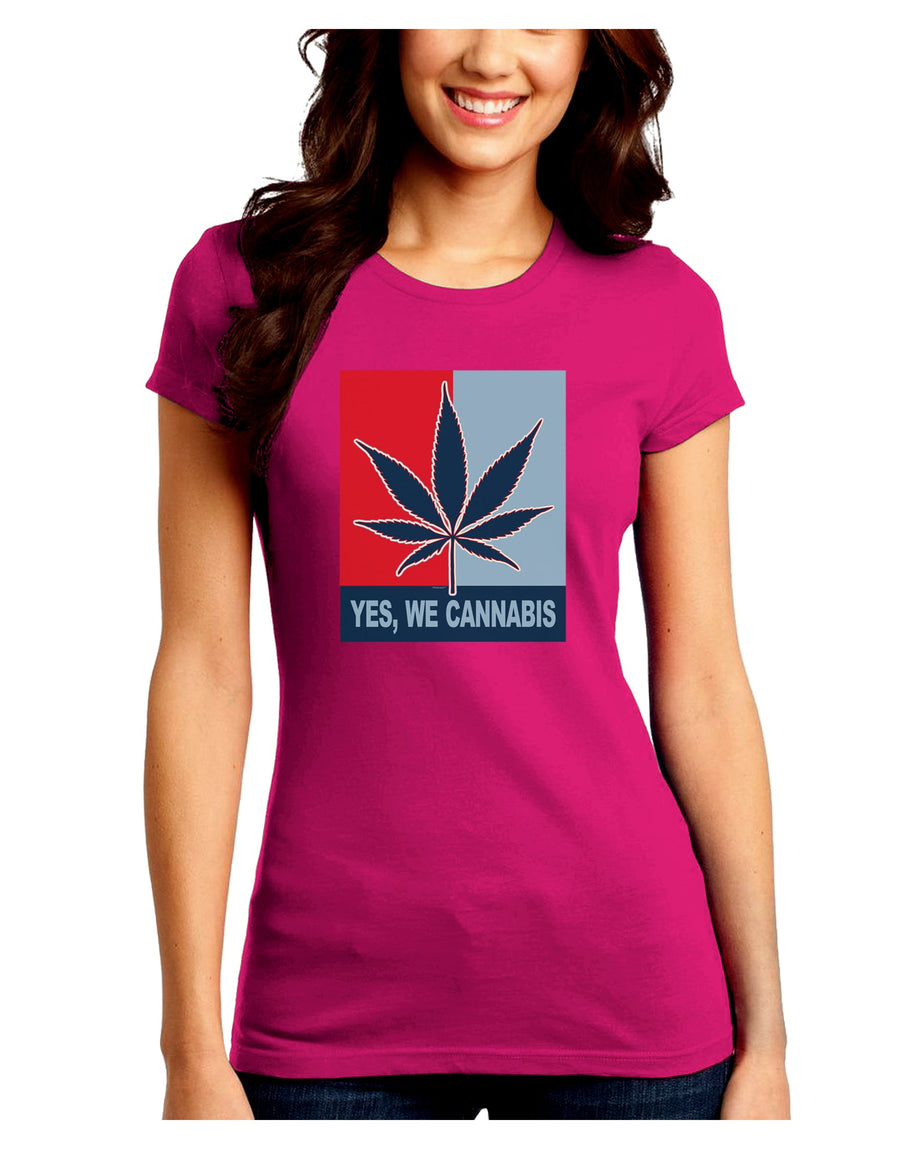 Yes We Cannabis - Marijuana Leaf Juniors Crew Dark T-Shirt-T-Shirts Juniors Tops-TooLoud-Black-Juniors Fitted Small-Davson Sales