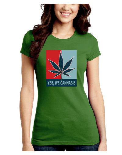 Yes We Cannabis - Marijuana Leaf Juniors Crew Dark T-Shirt-T-Shirts Juniors Tops-TooLoud-Kiwi-Green-Juniors Fitted XS-Davson Sales