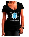 Yeti (Ready) for Christmas - Abominable Snowman Juniors V-Neck Dark T-Shirt-Womens V-Neck T-Shirts-TooLoud-Black-Juniors Fitted Small-Davson Sales