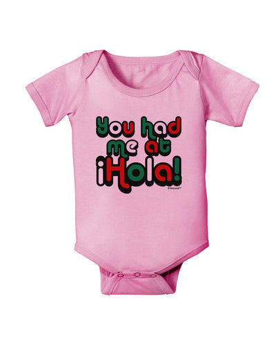 You Had Me at Hola - Mexican Flag Colors Baby Romper Bodysuit by TooLoud-Baby Romper-TooLoud-Light-Pink-06-Months-Davson Sales