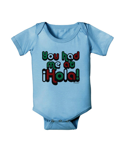 You Had Me at Hola - Mexican Flag Colors Baby Romper Bodysuit by TooLoud-Baby Romper-TooLoud-Light-Blue-06-Months-Davson Sales