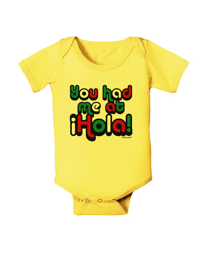 You Had Me at Hola - Mexican Flag Colors Baby Romper Bodysuit by TooLoud-Baby Romper-TooLoud-Yellow-06-Months-Davson Sales