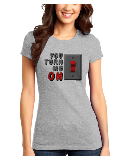 You Turn Me On Switch Juniors Petite T-Shirt-T-Shirts Juniors Tops-TooLoud-Ash-Gray-Juniors Fitted X-Small-Davson Sales