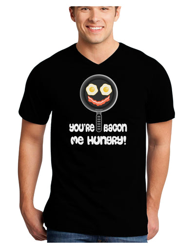 You're Bacon Me Hungry Adult Dark V-Neck T-Shirt by TooLoud-Mens V-Neck T-Shirt-TooLoud-Black-Small-Davson Sales