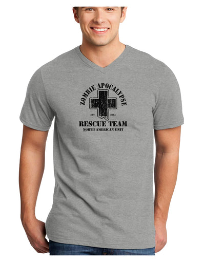 Zombie Apocalypse Rescue Team NA Unit Adult V-Neck T-shirt-Mens V-Neck T-Shirt-TooLoud-HeatherGray-Small-Davson Sales