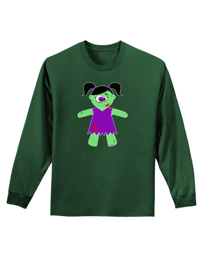 Zombie Girl Halloween Adult Long Sleeve Dark T-Shirt-TooLoud-Dark-Green-Small-Davson Sales