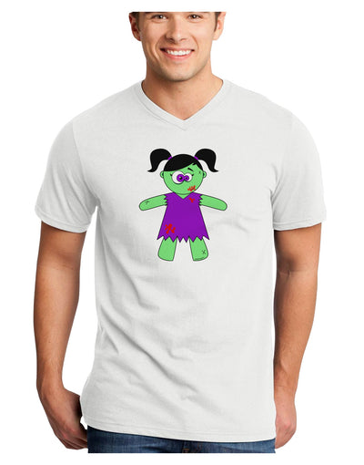 Zombie Girl Halloween Adult V-Neck T-shirt-Mens V-Neck T-Shirt-TooLoud-White-Small-Davson Sales