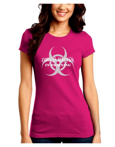 Zombie Hunter in Training - Biohazard Juniors Crew Dark T-Shirt-T-Shirts Juniors Tops-TooLoud-Hot-Pink-Juniors Fitted Small-Davson Sales