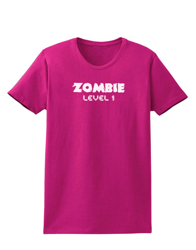 Zombie Level 1 - Funny - Halloween Womens Dark T-Shirt-Womens T-Shirt-TooLoud-Hot-Pink-Small-Davson Sales