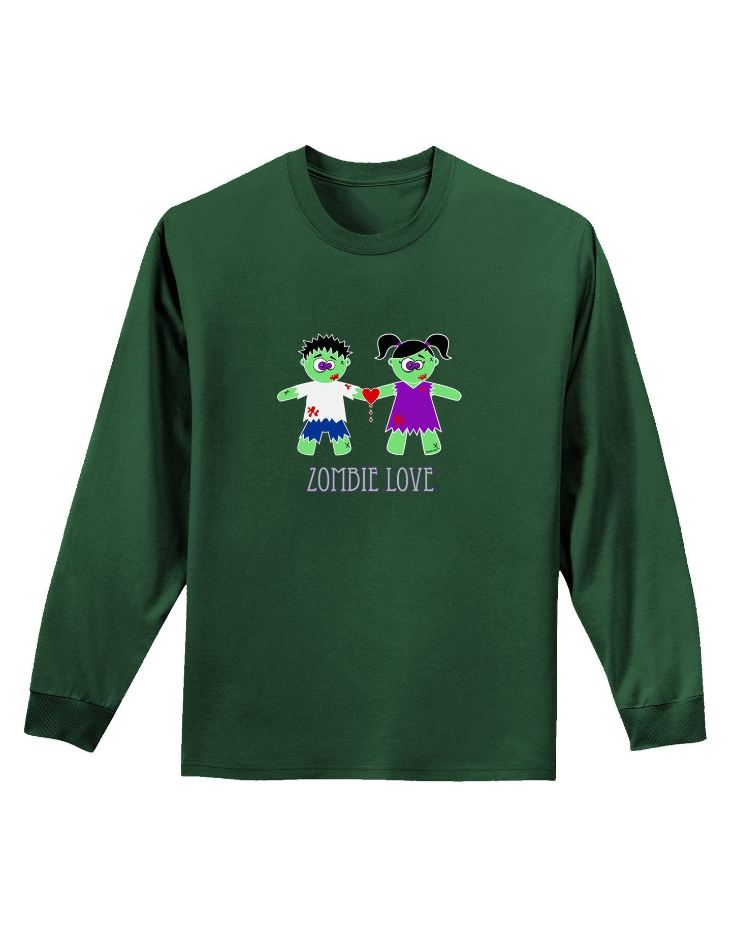 Zombie Love Couple Halloween Adult Long Sleeve Dark T-Shirt-TooLoud-Dark-Green-Small-Davson Sales