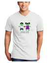 Zombie Love Couple Halloween Adult V-Neck T-shirt-Mens V-Neck T-Shirt-TooLoud-White-Small-Davson Sales