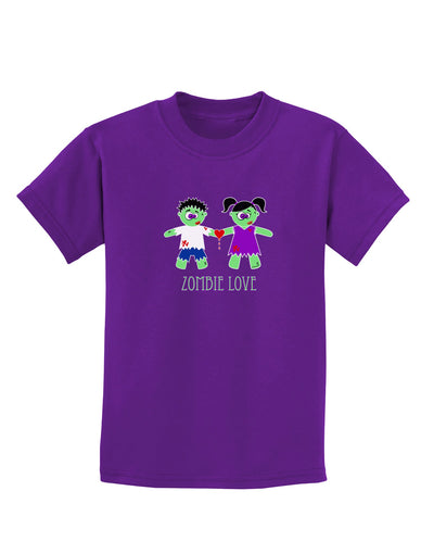 Zombie Love Couple Halloween Childrens Dark T-Shirt-Childrens T-Shirt-TooLoud-Purple-X-Small-Davson Sales