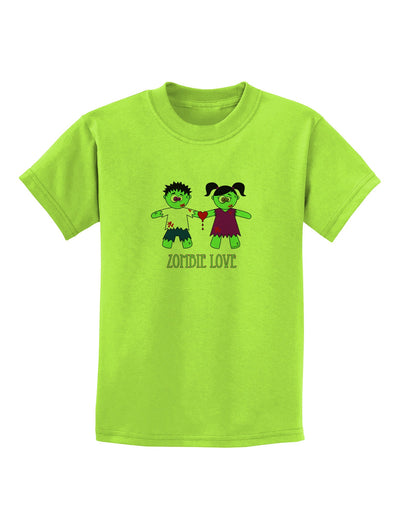 Zombie Love Couple Halloween Childrens T-Shirt-Childrens T-Shirt-TooLoud-Lime-Green-X-Small-Davson Sales