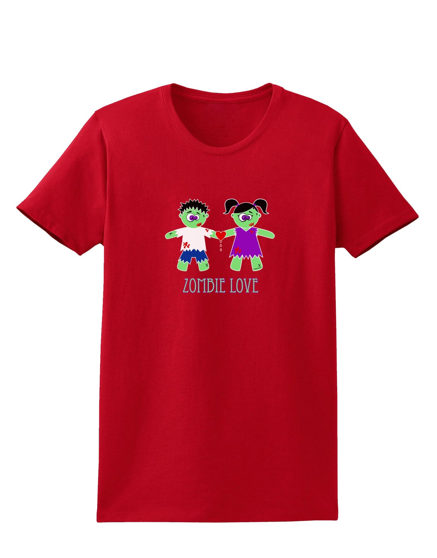 Zombie Love Couple Halloween Womens Dark T-Shirt-TooLoud-Red-X-Small-Davson Sales