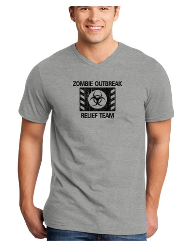 Zombie Outbreak Relief Team Biohazard Adult V-Neck T-shirt-Mens V-Neck T-Shirt-TooLoud-HeatherGray-Small-Davson Sales