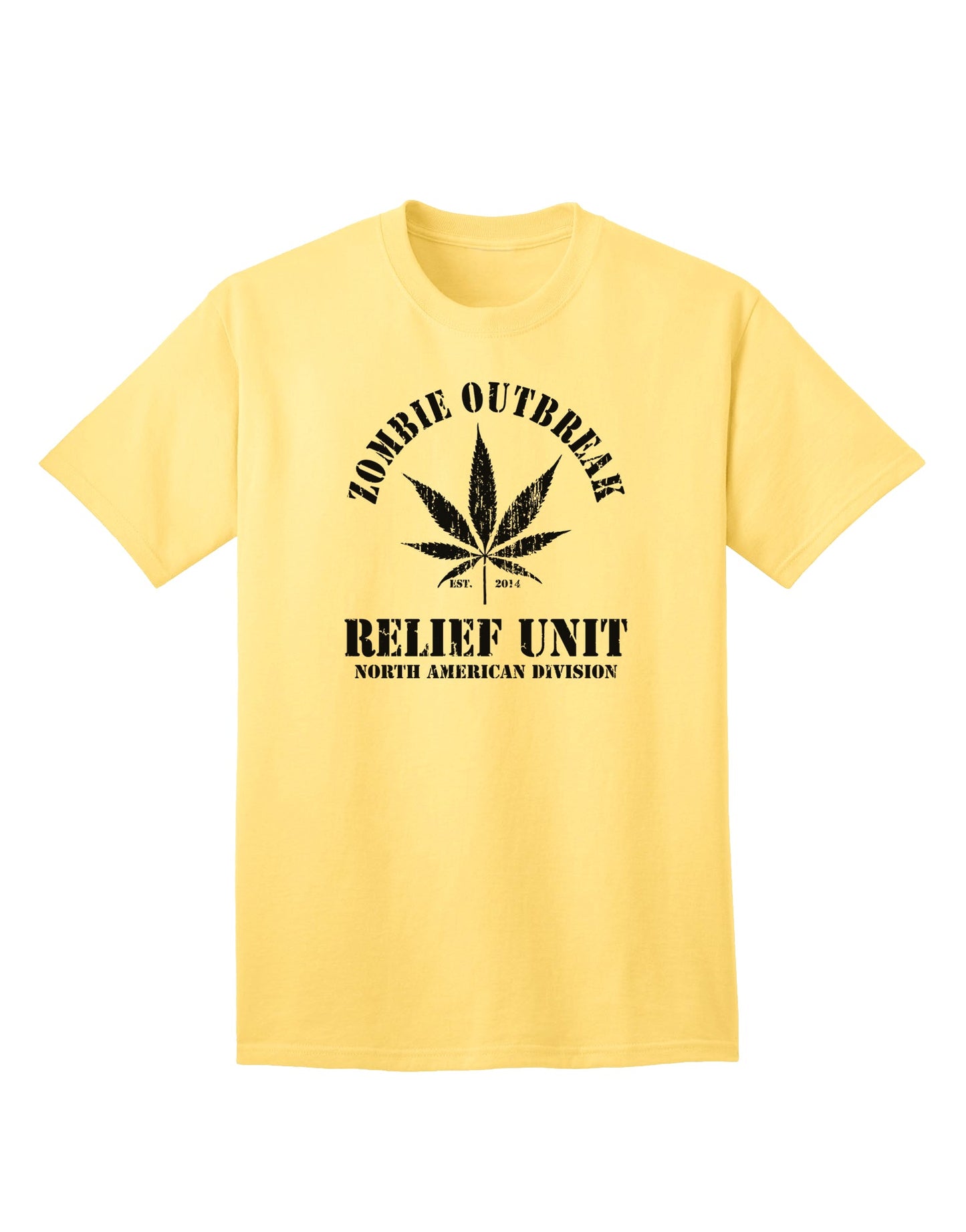 Zombie Outbreak Relief Unit - Adult T-Shirt featuring Cannabis Design-Mens T-shirts-TooLoud-Yellow-Small-Davson Sales