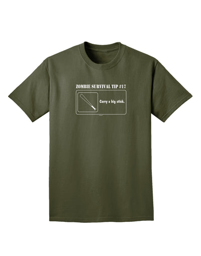 Zombie Survival Tip # 17 - Big Stick Adult Dark T-Shirt-Mens T-Shirt-TooLoud-Military-Green-Small-Davson Sales