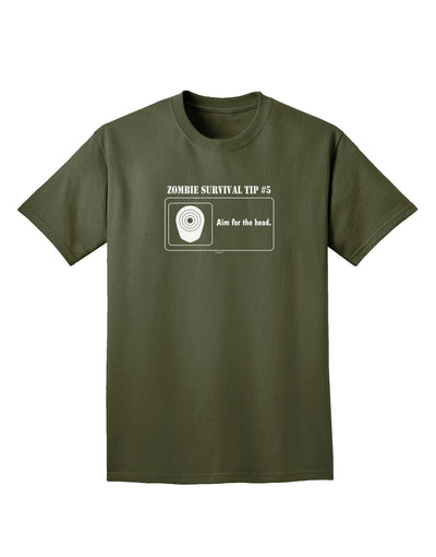 Zombie Survival Tip # 5 - Aim for Head Adult Dark T-Shirt-Mens T-Shirt-TooLoud-Military-Green-Small-Davson Sales