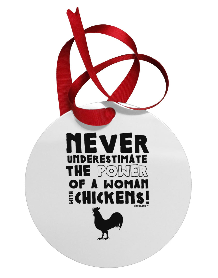 A Woman With Chickens Circular Metal Ornament by TooLoud-Ornament-TooLoud-White-Davson Sales