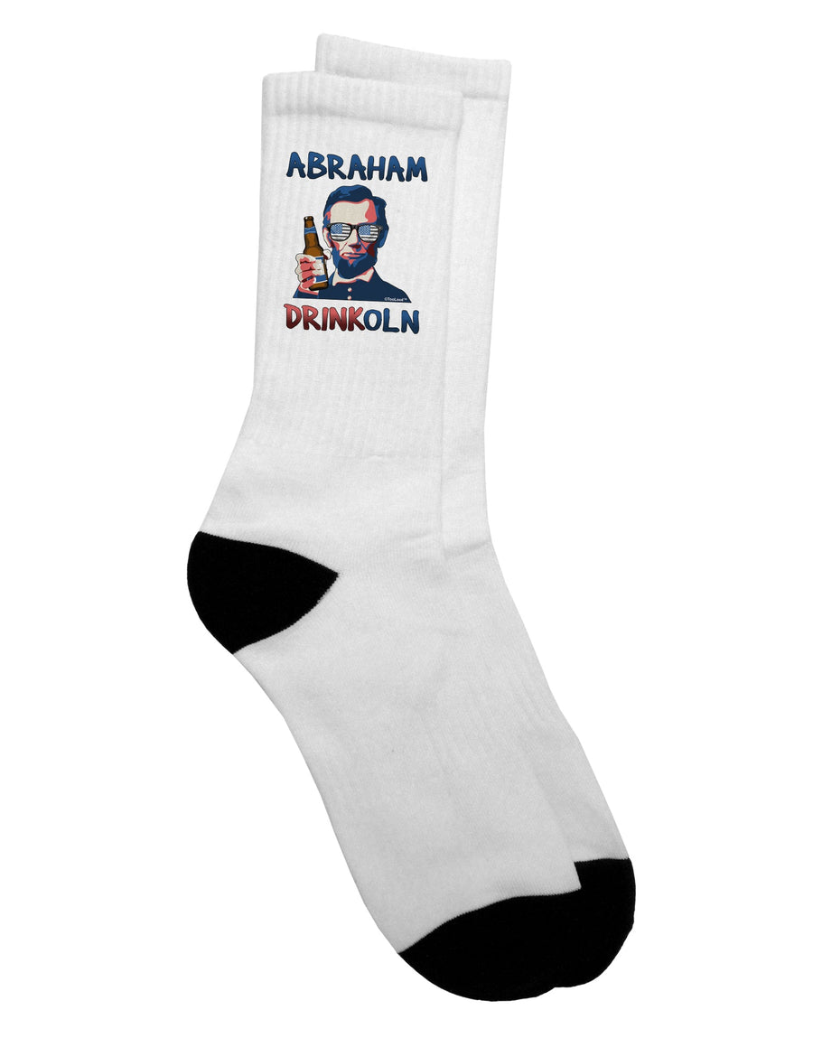 Abraham Drinkoln Text Adult Crew Socks - Enhance Your Style with Premium Quality Footwear - TooLoud-Socks-TooLoud-White-Ladies-4-6-Davson Sales