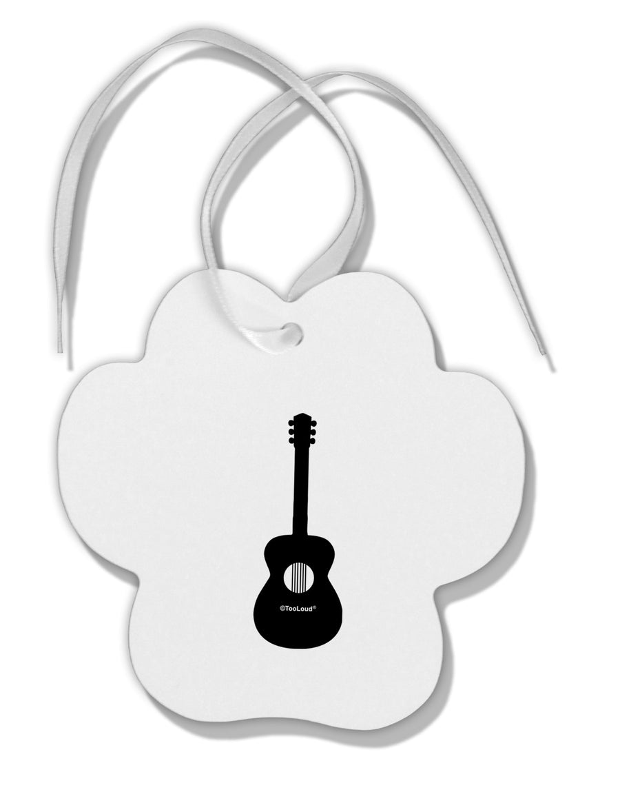 Acoustic Guitar Cool Musician Paw Print Shaped Ornament by TooLoud-Ornament-TooLoud-White-Davson Sales