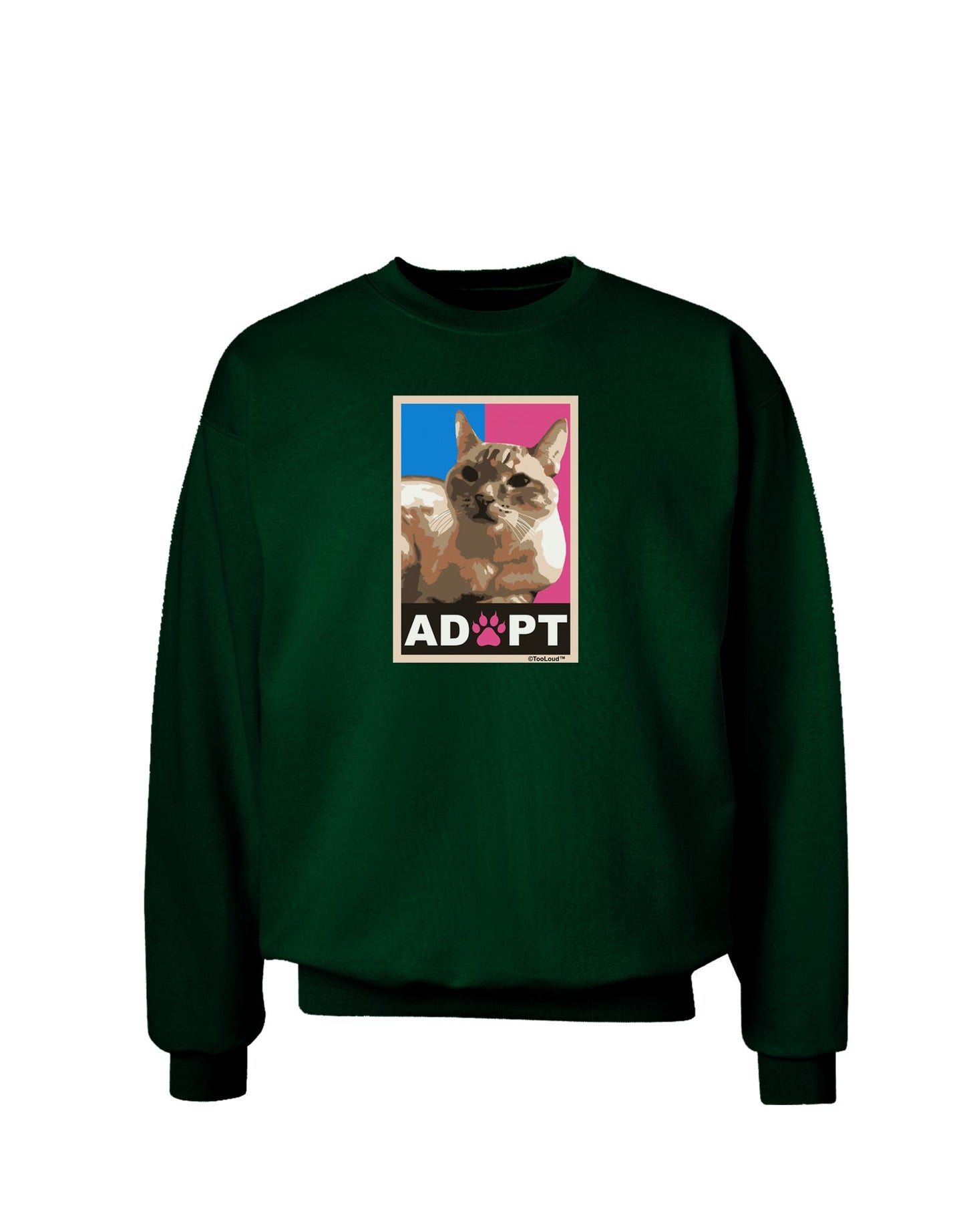 Adopt Cute Kitty Cat Adoption Adult Dark Sweatshirt-Sweatshirts-TooLoud-Deep-Forest-Green-Small-Davson Sales