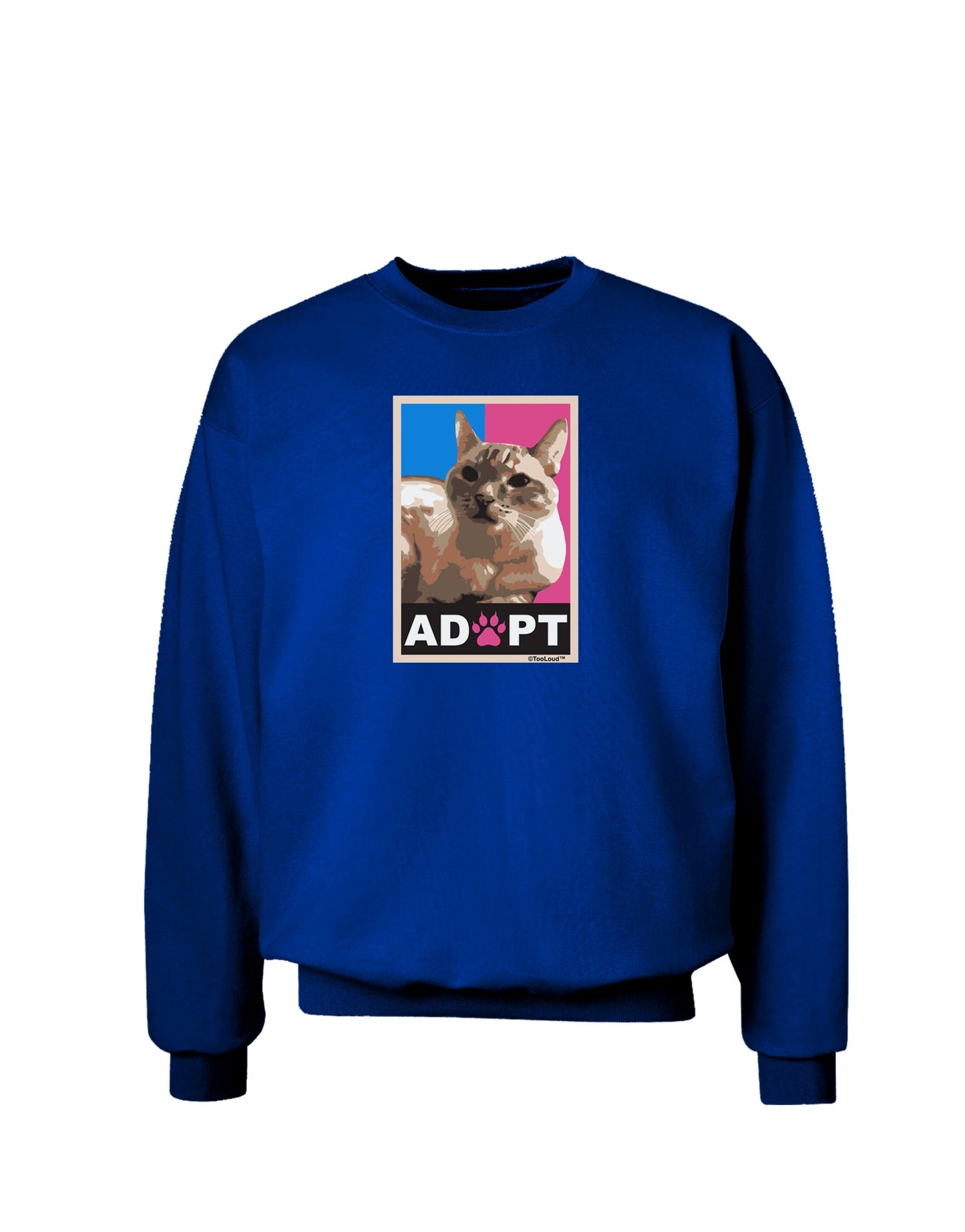 Adopt Cute Kitty Cat Adoption Adult Dark Sweatshirt-Sweatshirts-TooLoud-Deep-Royal-Blue-Small-Davson Sales