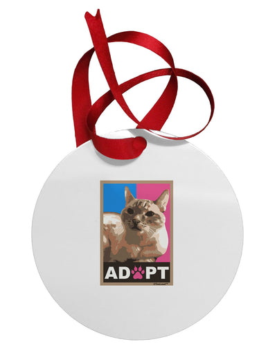 Adopt Cute Kitty Cat Adoption Circular Metal Ornament-Ornament-TooLoud-White-Davson Sales