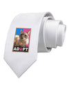 Adopt Cute Kitty Cat Adoption Printed White Necktie