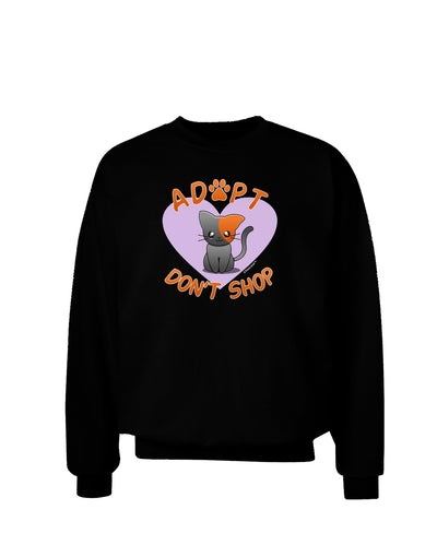 Adopt Don't Shop Cute Kitty Adult Dark Sweatshirt-Sweatshirts-TooLoud-Black-Small-Davson Sales