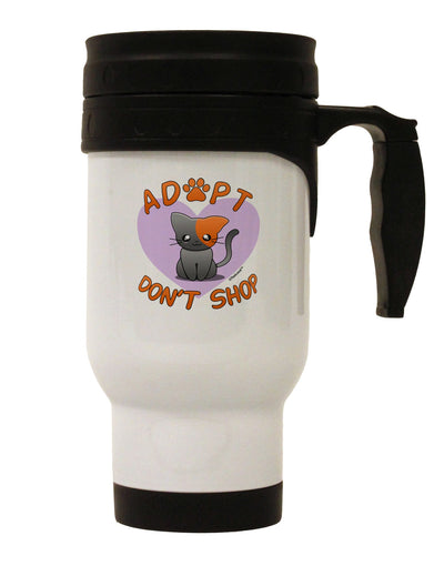 Adopt Don't Shop Cute Kitty Stainless Steel 14oz Travel Mug-Travel Mugs-TooLoud-White-Davson Sales