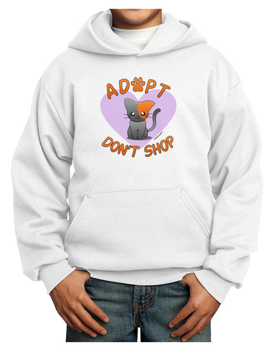 Adopt Don't Shop Cute Kitty Youth Hoodie Pullover Sweatshirt-Youth Hoodie-TooLoud-White-XS-Davson Sales