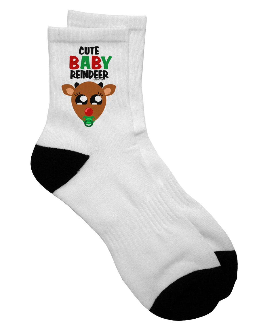 Adorable Baby Reindeer Coordinated with Deer Adult Short Socks - TooLoud-Socks-TooLoud-White-Ladies-4-6-Davson Sales
