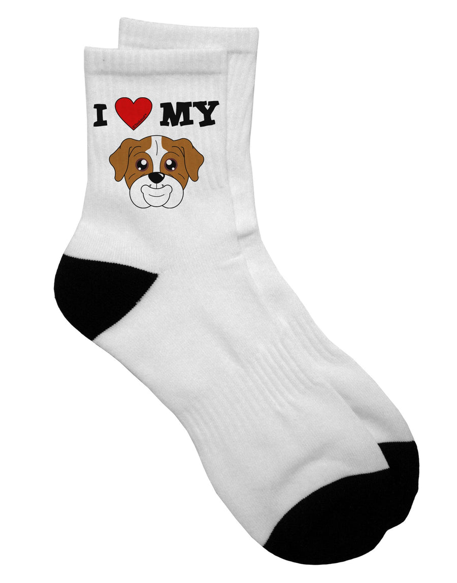 Adorable Bulldog-themed Red Adult Short Socks - Crafted by TooLoud-Socks-TooLoud-White-Ladies-4-6-Davson Sales