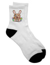 Adorable Bunny with Easter Eggs - Fashionable Adult Short Socks - TooLoud-Socks-TooLoud-White-Ladies-4-6-Davson Sales